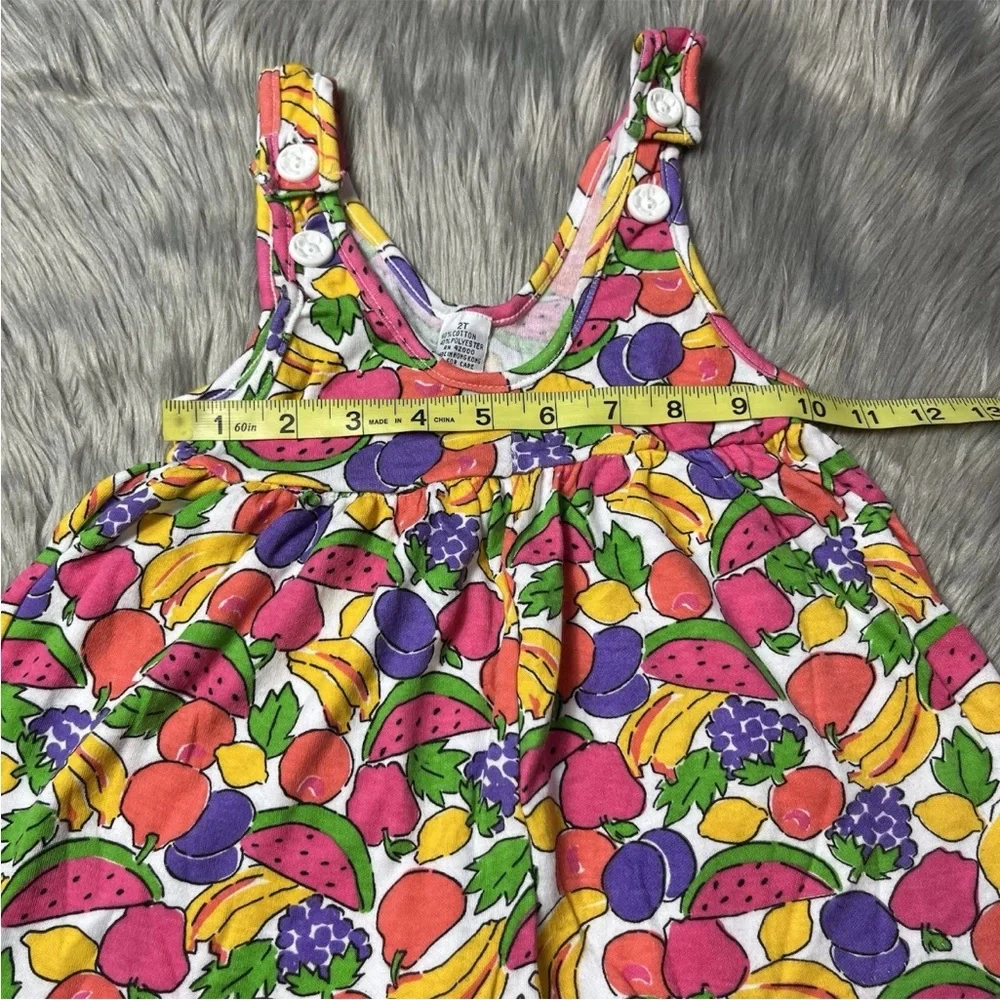 Vintage 90s Toddler Girls Fruit Print Multicolored Romper